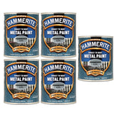 5X Hammerite Hammered Silver Paint 750ml Tin Paint